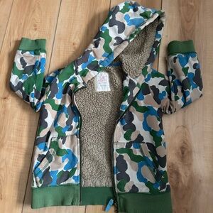 Boden Multicolor Camouflage Sherpa Hoodie Size 3-4